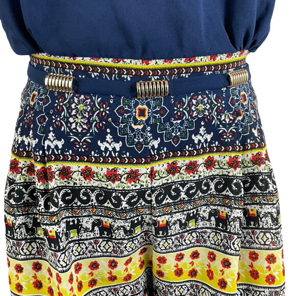 CELSIUS Jumpsuit Navy Blue Print Pants Elephant Wide Legs NWOT  Size 38 US 6 - Picture 6 of 7